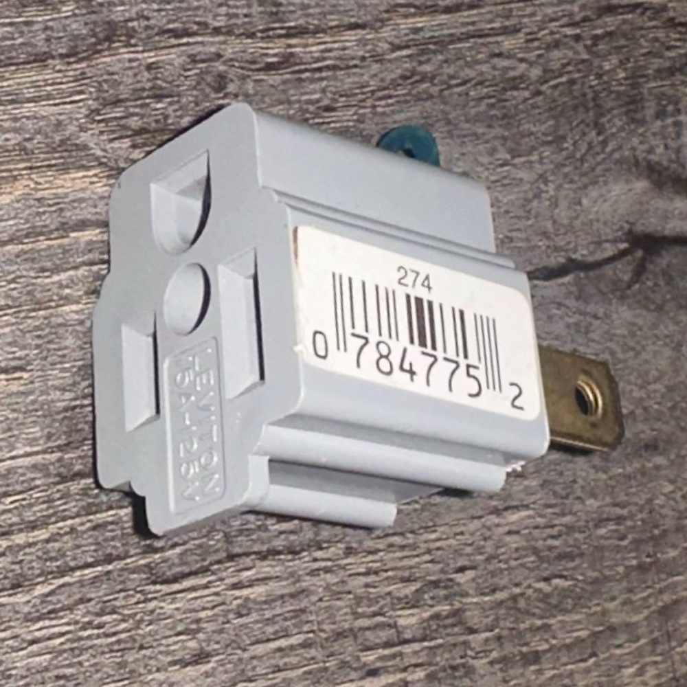 💞 New Leviton Gray Electrical 3-Prong to 2-Prong Electrical Plug Adapter